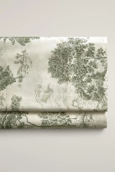 Простыня из сатина с принтом toile de jouy (300 нитей)- Заказать в России