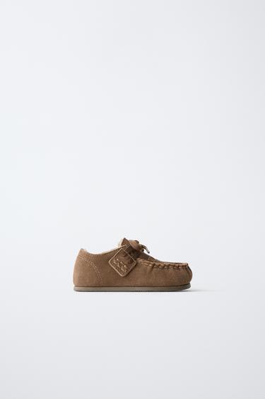 Zara Кожаные ботинки WALLABEE с отделкой из искусственного меха
