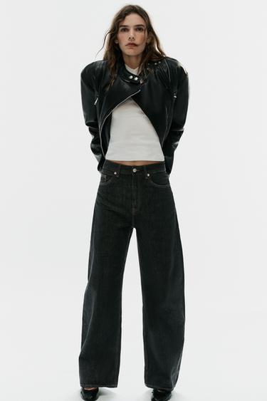 Zara Куртка-косуха из кожи с поясом