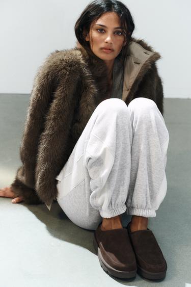 Zara Кожаные мюли с подкладкой из искусственного овечьего меха