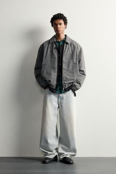 Zara Стеганая куртка с вышивкой в стиле «WASHED»