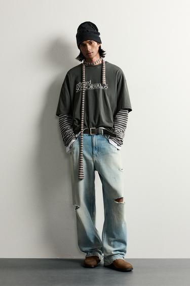 Zara Футболка с длинными рукавами и полосками EDWARD SCISSORHANDS купить с доставкой.