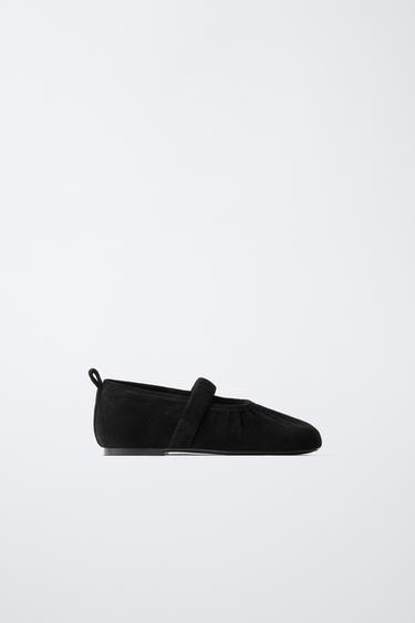 Zara Балетки из кожи с присборенной отделкой купить с доставкой.