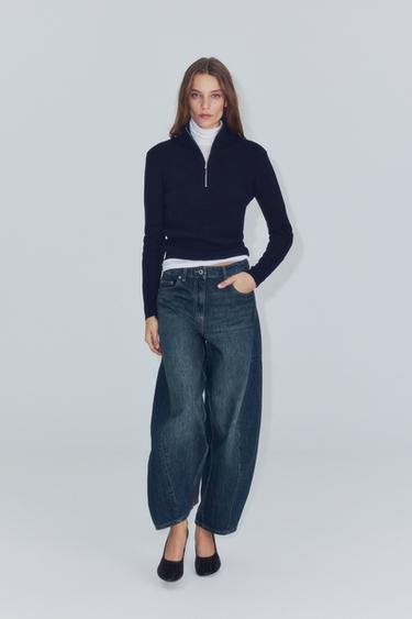 Zara Джинсы ZARA «ZW» с завышенной талией и книзу расширяющимися штанинами