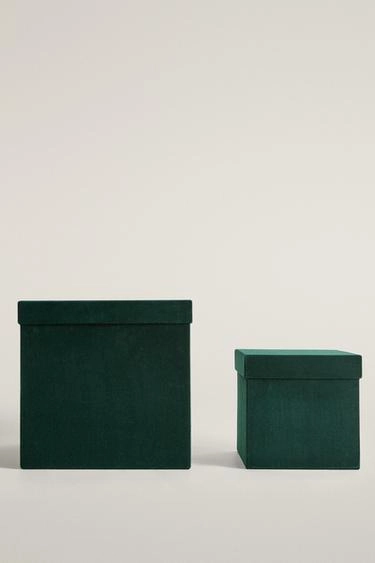 Квадратная новогодняя коробка из бархата- Заказать в России