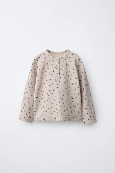 Ребристая футболка henley с цветочным принтом