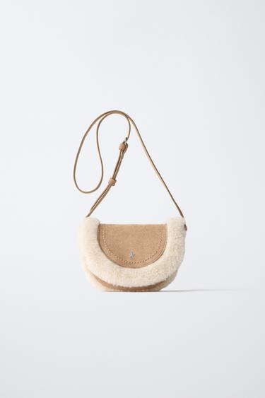Zara Сумка через плечо с клапаном из овчины