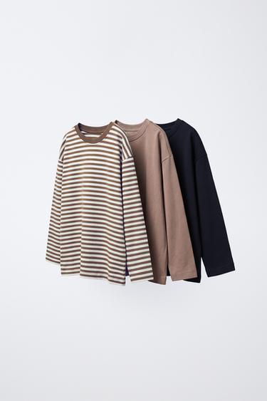 Zara Набор из 3 футболок в полоску и однотонных купить с доставкой.