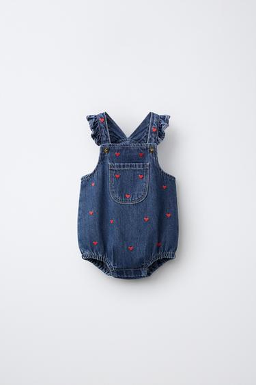 Zara Джинсовый ромпер с вышитым сердцем купить с доставкой.