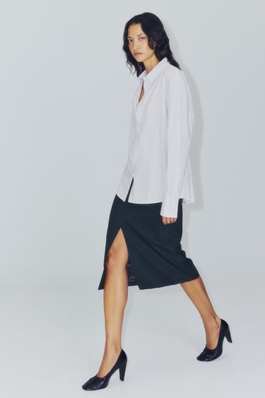 Zara Миди-юбка в полоску из коллекции ZW
