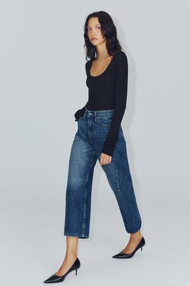 Zara Джинсы ZARA «ZW» средней посадки с расслабленным кроем и укороченной длиной купить с доставкой.