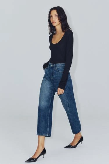 Джинсы Zara «Zw» средней посадки с расслабленным кроем и укороченной длиной