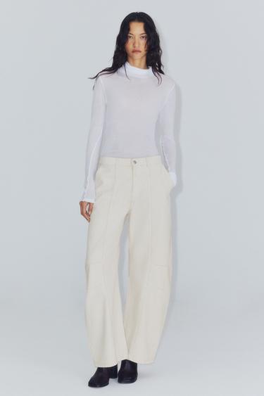 Zara Джинсы средней посадки с широкими штанинами купить с доставкой.