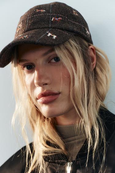 Zara Кепка с вышивкой в виде лошади из смеси шерсти