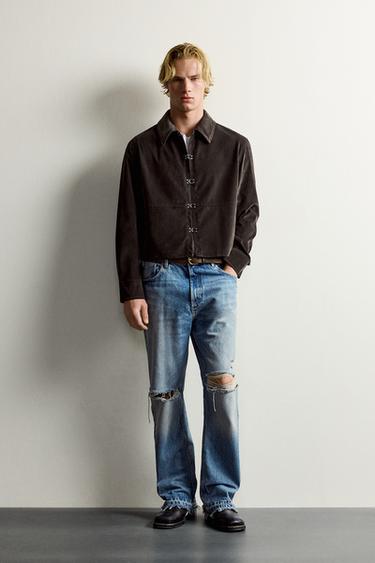 Zara Укороченная куртка с эффектом кожи на крючках
