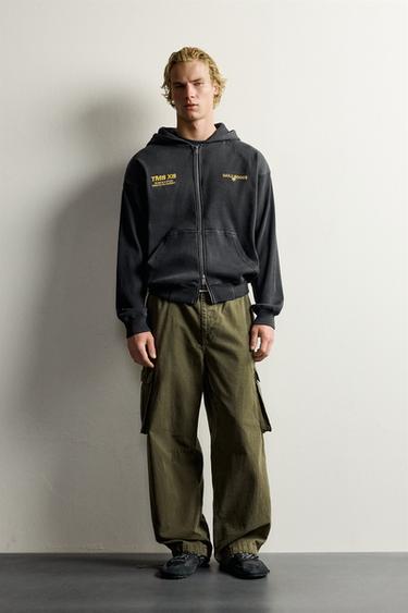 Zara Худи с вышивкой из ребристой ткани и молнией купить с доставкой.