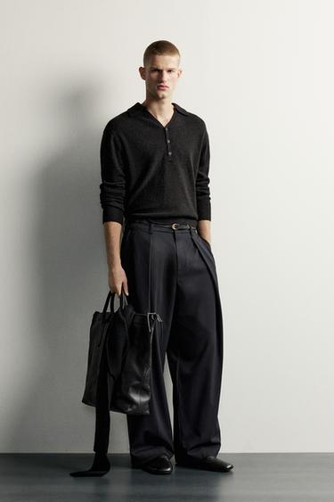 Zara Вязаное поло с V-образным вырезом текстурное купить с доставкой.