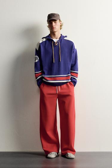 Zara Свободное худи из жаккардового трикотажа в хоккейном стиле купить с доставкой.