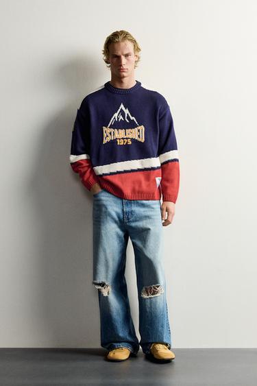 Zara Свободный джемпер с винтажным хоккейным жаккардом купить с доставкой.