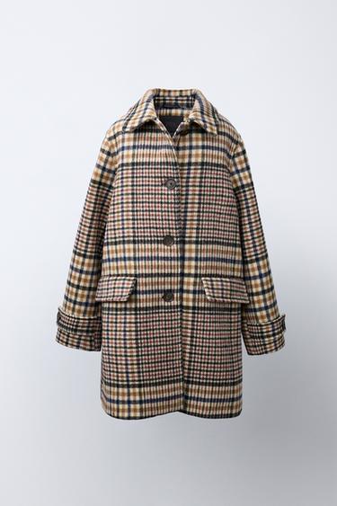 Zara Пальто с эффектом пэчворк и клетчатым узором купить с доставкой.