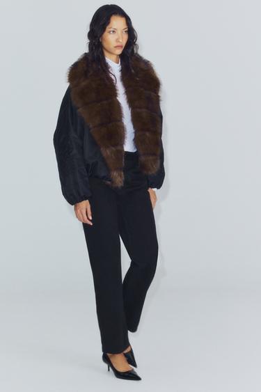Zara Бомбер с искусственным мехом на воротнике ZARA «ZW»