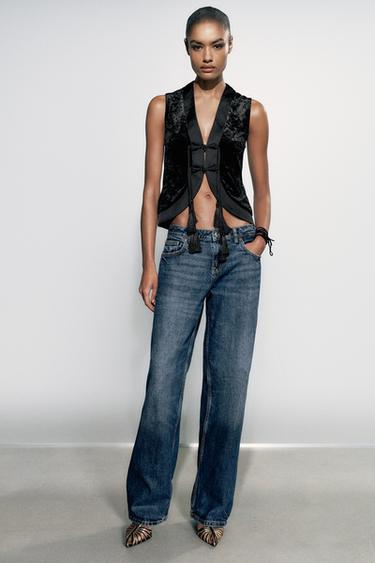 Zara Жилет из бархата с комбинированным узором и застёжкой «лягушка» купить с доставкой.