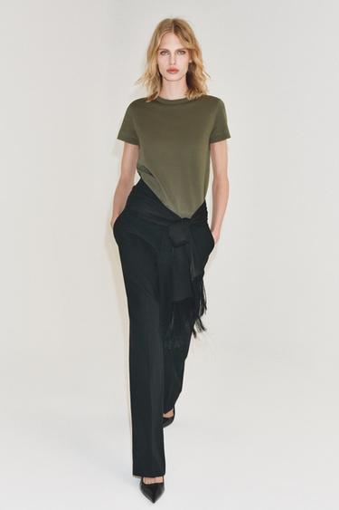 Zara Футболка с короткими рукавами INTERLOCK купить с доставкой.