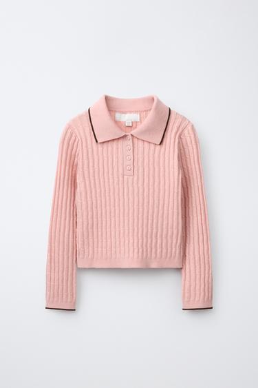 Zara Вязаное поло с контрастной отделкой купить с доставкой.