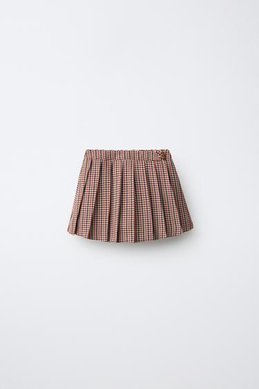 Zara Плиссированная юбка-шорты в клетку с застёжкой в виде лягушки купить с доставкой.