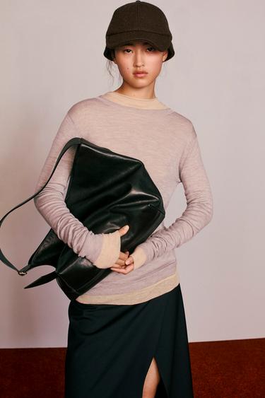 Zara Кожаная сумка через плечо CARAMEL LONDON X ZARA