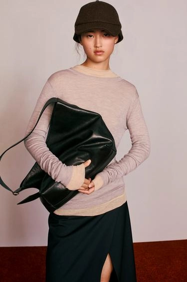 Кожаная сумка через плечо CARAMEL LONDON X ZARA