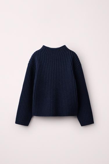 Zara Вязаный джемпер из 100% шерсти с ребристой фактурой CARAMEL LONDON X ZARA