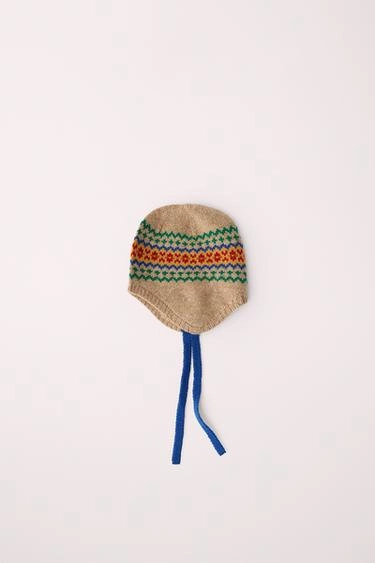 Вязаная шапка с узором fair isle из 100% шерсти, caramel london x zara