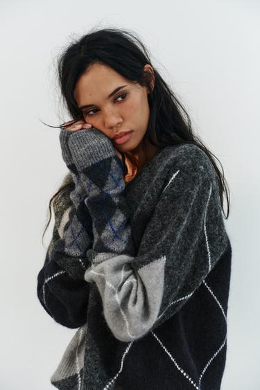 Zara Вязаные митенки с аргайл узором