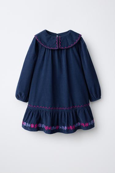Zara Платье из вельвета с вышитыми цветами купить с доставкой.