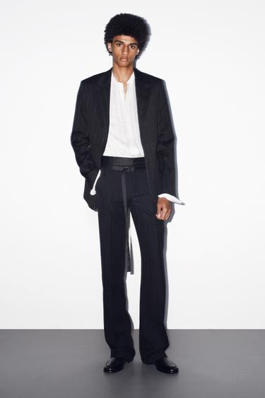 Zara Прямые брюки из шерсти в контрастный ёлочном узоре купить с доставкой.