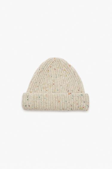 Zara Вязаная шапка из шерсти с отворотом