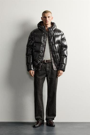 Zara Длинная куртка с водоотталкивающим эффектом, 80% пух и 20% перо