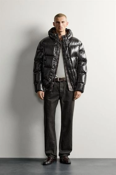Zara Длинная куртка с водоотталкивающим эффектом, 80% пух и 20% перо
