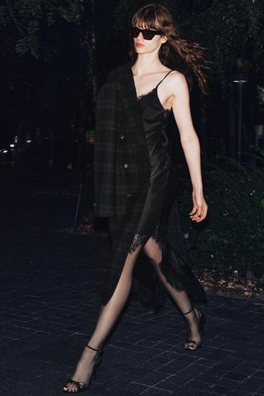 Zara Платье миди из сатина с кружевом из коллекции ZW