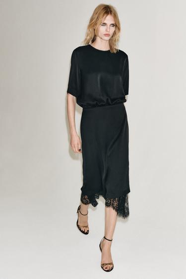 Zara Платье миди с кружевными вставками из коллекции ZW