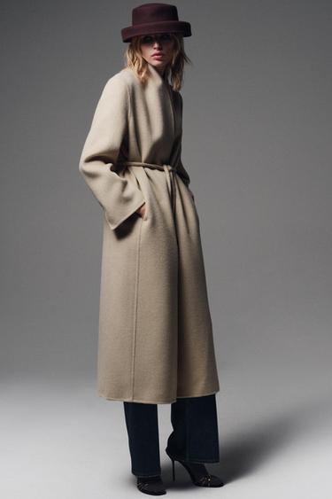 Zara Пальто из шерстяной смеси с поясом ZARA «ZW»