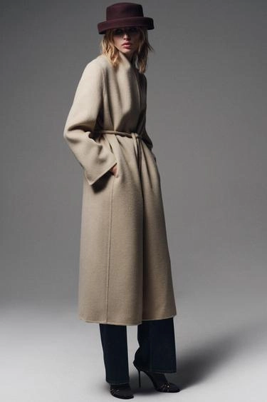 Пальто из шерстяной смеси с поясом zw collection