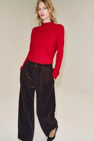 Расширенные вельветовые брюки zw collection stretch