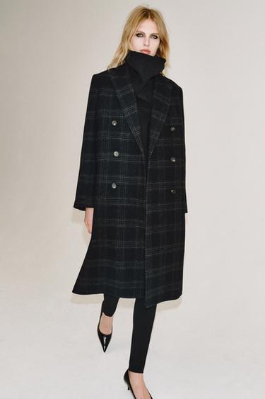 Zara Пальто из шерстяной смеси в клетку из коллекции ZW