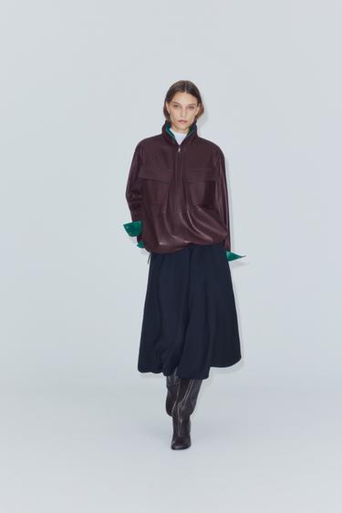 Zara Толстовка с карманами из 100% кожи ZW COLLECTION