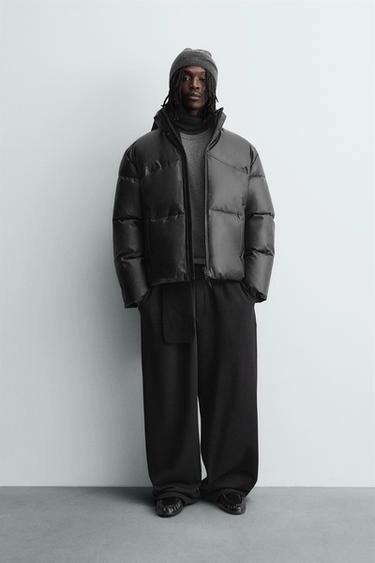 Куртка стеганая с эффектом кожи