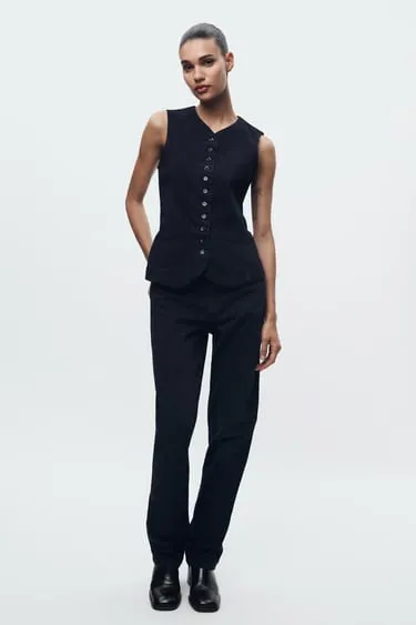 Джинсовый жилет облегающего кроя — ZW COLLECTION