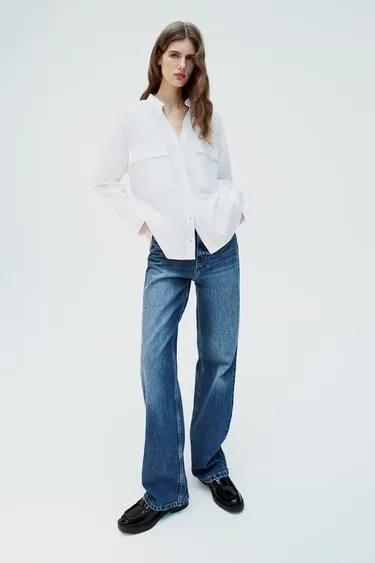 Рубашка из поплина с воротником мао- Заказать в России