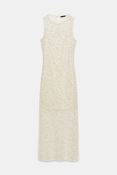 Sequinned red midi dress- Заказать в России